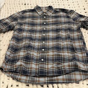 L.L. Bean Men's Blue and Brown Plaid Shirt